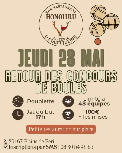 premier concours de pétanque de la saison au Bar Hononulu, à la Plaine de Peri, près d'Ajaccio, Ajaccio, SAS T.PRIM